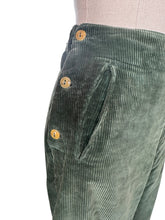 Load image into Gallery viewer, Original 1930's Kenilworth Sports-Togs Forest Greet Corduroy Ski or Skating Trousers with Side Buttons - Waist 30 32
