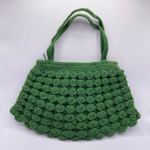 Original 1940's Small Green Crochet Handbag with Zip Closure