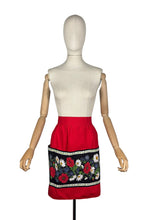 Load image into Gallery viewer, Wonderfully Vibrant St Michael Cotton Apron - Red with Bold Poppy, Daisy and Cornflower Print
