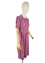 Load image into Gallery viewer, Original Late 1930's or Early 1940's Pretty Pink Cold Rayon Floral Day Dress - Bust 34 36 *
