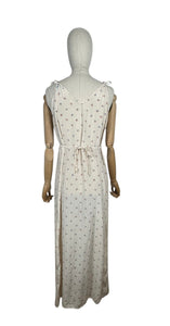 Original 1930’s Pure Silk Nightdress with Teeny Pink and Blue Floral Rose Print - Bust 34