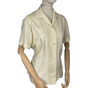 Original 1940's 1950's Pure Silk Blouse with Pin Tuck Detail - Bust 40" *