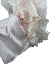 Load image into Gallery viewer, Original 1930&#39;s Pale Pink and White Full Length Evening Dress with Ruffle Trim - Bust 32

