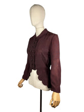 Load image into Gallery viewer, Wounded But Wearable Original 1940's Dark Brown Double Breasted Jacket with Scalloped Edge
