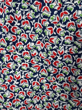 Load image into Gallery viewer, Original Volup 1930&#39;s Blue Cotton Dress with Pretty Floral Print in Red, Green and White - Bust 40 42
