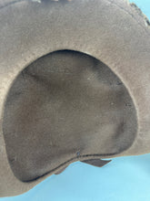 Load image into Gallery viewer, Original 1940's Brown Felt Bonnet Hat with Bird and Pheasant Feather Trim *
