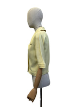 Load image into Gallery viewer, Original 1950's Pale Yellow Pure Linen Jacket with White Buttons - Bust 35 36
