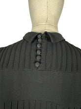 Load image into Gallery viewer, Original 1930's Black Satin Back Crepe Long Sleeved Day Dress with Pin-tuck Detail - Bust 32
