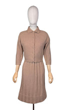 Load image into Gallery viewer, Original 1950's Mink Brown Barbara Carol New York Three Piece Dress, Cardigan and Belt Knit Set - Bust 36 38 *
