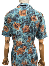Load image into Gallery viewer, Original 1950's Blue and Brown Floral Cotton Day Dress - Bust 34 36
