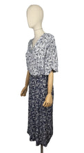 Load image into Gallery viewer, Original 1940's Volup Dress and Jacket Set in White and Navy Blue with Original Belt - Bust 44 46
