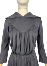 Load image into Gallery viewer, Original 1950's Heavy Black Silk Long Sleeved Dress with Pockets - Bust 34
