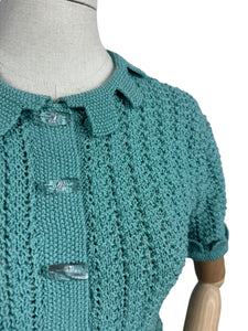 1930’s Reproduction Lace Cardigan in Sea Foam Green Wool - Bust 36 38