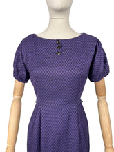 Load image into Gallery viewer, Original 1950&#39;s Purple and Black Wool Check Wiggle Dress - Bust 34 36
