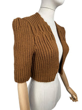 Load image into Gallery viewer, 1940&#39;s Reproduction Hand Knitted Bolero in Rust Brown Acrylic - Bust 34 36 38 40
