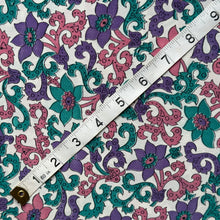 Load image into Gallery viewer, Original 1940&#39;s White, Green, Pink and Purple Crepe Dressmaking Fabric - 35&quot; x 120&quot;
