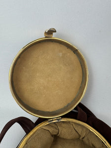 Original 1940's Chocolate Brown Suede Bag with Gold-tone Frame and Clasp