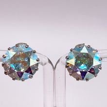 Load image into Gallery viewer, Vintage Faceted Glass Aurora Borealis Clip-on Earrings
