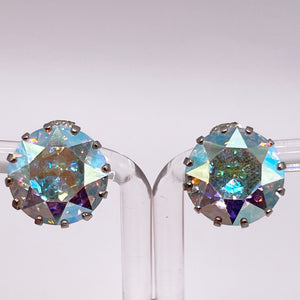 Vintage Faceted Glass Aurora Borealis Clip-on Earrings