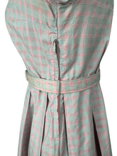 Load image into Gallery viewer, Original 1950's Crisp Cotton Belted Day Dress in Pink and Blue Plaid - Bust 36 37 *

