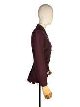 Load image into Gallery viewer, Wounded But Wearable Original 1940's Dark Brown Double Breasted Jacket with Scalloped Edge

