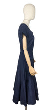 Load image into Gallery viewer, Original 1950's Midnight Blue Taffeta Seamed Cocktail Dress - Bust 36 37 *
