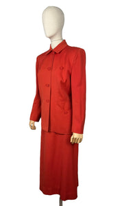 Original 1940's Lightweight Red Wool Suit by Strauss-Hirshberg's - Bust 40