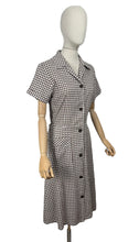 Load image into Gallery viewer, Vintage White and Brown Gingham Day Dress with Large Patch Pocket - Bust 37 38
