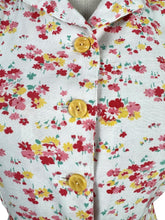Load image into Gallery viewer, Original Late 1930&#39;s Petite Length Floppy Cotton Floral Day Dress in White, Coral, Pink and Yellow - Bust 32 34
