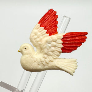 Original 1940's 1950's Cream and Red Plastic Dove Brooch
