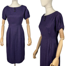 Load image into Gallery viewer, Original 1950&#39;s Purple and Black Wool Check Wiggle Dress - Bust 34 36
