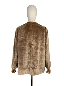 Original 1940's Faux Fur Brown Teddy Bear Edge to Edge Jacket - Bust 34 36