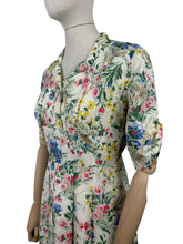 Load image into Gallery viewer, Original 1950&#39;s Pretty Pink, Yellow, Blue and Green Floral Day Dress in Artificial Silk - Bust 36 *
