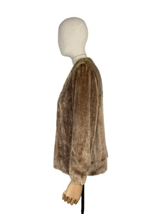 Original 1940's Faux Fur Brown Teddy Bear Edge to Edge Jacket - Bust 34 36