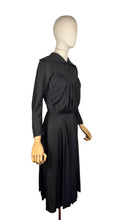 Load image into Gallery viewer, Original 1950's Heavy Black Silk Long Sleeved Dress with Pockets - Bust 34
