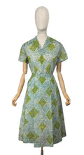 Load image into Gallery viewer, Original 1950&#39;s White, Blue, Green and Black Nylon Belted Day Dress - Bust 38 *
