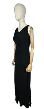 Load image into Gallery viewer, Original 1940&#39;s Bias Cut Black Crepe Full Length Evening Dress with Sequin Trim - Bust 36 38 *
