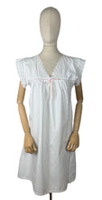 Load image into Gallery viewer, Antique Edwardian Crisp White Cotton Shift with Broderie Anglaise and Peach Ribbon Trim
