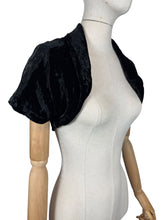 Load image into Gallery viewer, Original 1930's or 1940's Inky Black Velvet Evening Bolero - Bust 32 34
