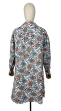 Load image into Gallery viewer, Original 1930&#39;s Crisp White Cotton Smock with Vibrant Floral Print in Blue, Green, Red and Yellow - Bust 34 36 38
