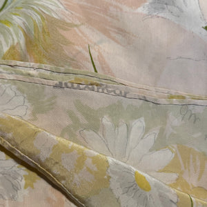 Original 1950’s Jacqmar Pure Silk Scarf with Marguerite Daisies in Blush, Green and White