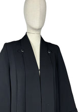 Load image into Gallery viewer, Original 1940&#39;s Black Worsted Wool Edge to Edge Coat by Jaypee - Bust 38 40 *
