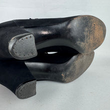 Load image into Gallery viewer, Original 1940’s American Made Narrow Black Suede Peep-toe Shoes - UK 4.5
