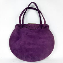 Load image into Gallery viewer, Original 1940's Purple Suede Handbag with Gold-tone Clasp *
