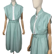 Load image into Gallery viewer, Original 1950&#39;s Green and White Check Three Piece Dress, Bolero and Belt Set by Kerrybrooke - Bust 38
