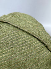 Load image into Gallery viewer, Original 1950&#39;s Green and Gold Stripe Textured Fabric Hat with Loop Trim

