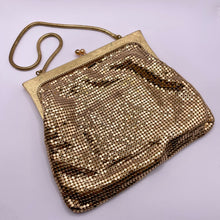 Load image into Gallery viewer, Vintage Gold Metal Mesh Bag with Snake Chain Handle and Fully Lined - Great Evening Bag *
