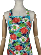 Load image into Gallery viewer, Original 1940's Hawkins of Preston CC41 Apron - Green, Blue, Orange and Turquoise Abstract Print - Bust 34 36
