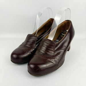 Original 1940’s Chocolate Brown Leather Shoes - UK Size 5 5.5