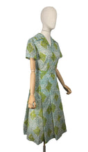 Load image into Gallery viewer, Original 1950&#39;s White, Blue, Green and Black Nylon Belted Day Dress - Bust 38 *
